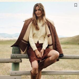 NEW Doen Vail Jacket Truffle Brown Sherpa Lining Size Medium